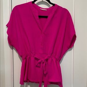 Timing Fuchsia Blouse with Waist Tie